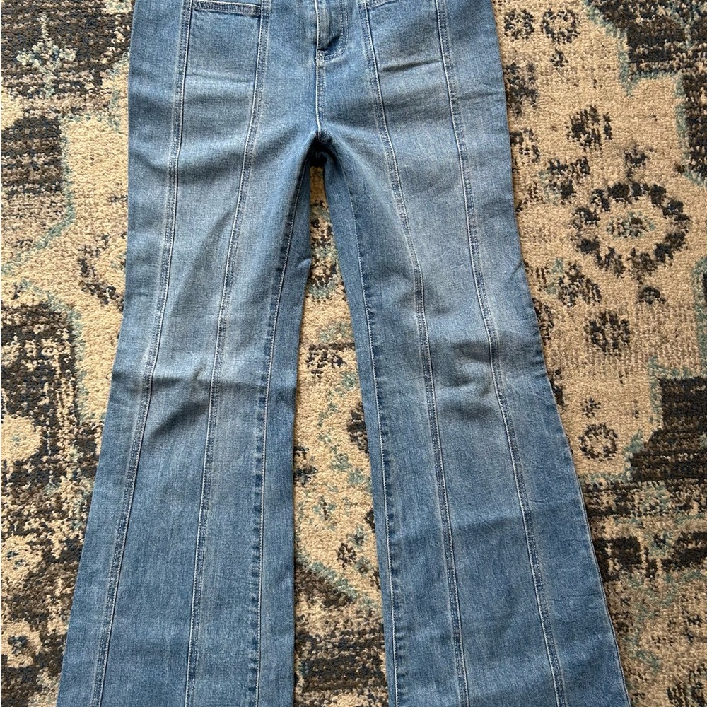 We The Free Size 28 Women's Jeans Flare 70s Raw Hem Stretch Jade